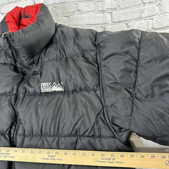 First Down USA Duck Down Puffer XL Jacket Black Red Winter Coat Reversible VTG - Picture 4 of 10